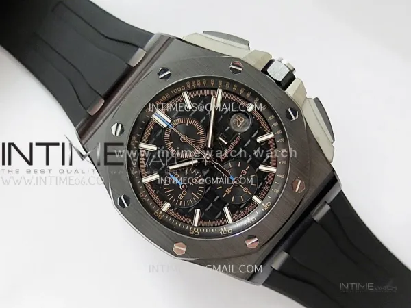Royal Oak Offshore 44mm Black Ceramic JF 1:1 Best Edition Black Dial On Black Rubber Strap A3126