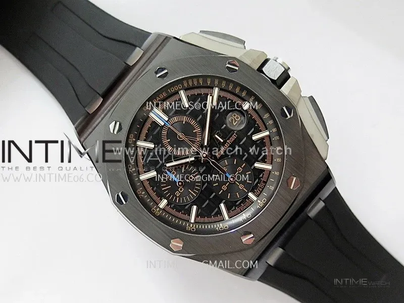 Royal Oak Offshore 44mm Black Ceramic JF 1:1 Best Edition Black Dial On Black Rubber Strap A3126