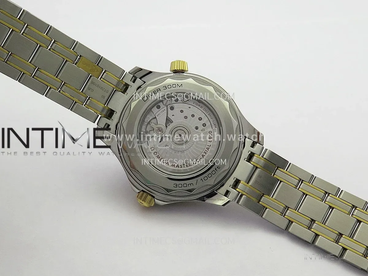 Seamaster Diver 300M Blue Ceramic Bezel Free Sprung ORF 1:1 Blue Dial On SS/YG Bracelet Asian Super Clone 8800