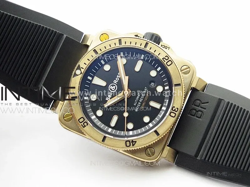 BR 03-92 Diver Bronzo B12 1:1 Best Edition Black Dial on Rubber Strap A2824 (Free Leather Strap And Tool)