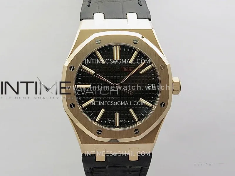Royal Oak 41mm 15510 Gain Weight V2 DDF 1:1 Best Edition Black Dial On Black Leather Strap Super Clone DD4302