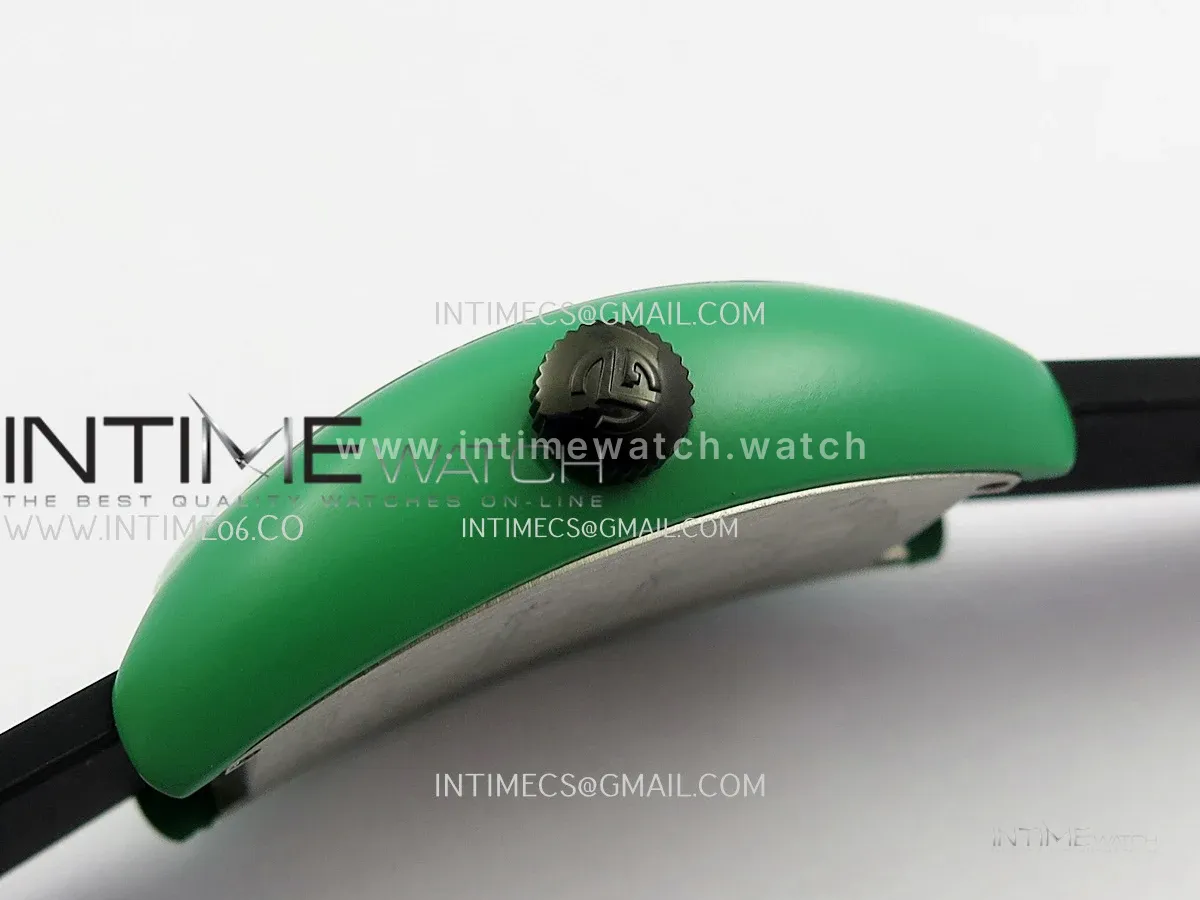 Crazy Hours Real Jumping Hour Green PVD ABF Black Dial Color Marker On Black Rubber Strap A23J