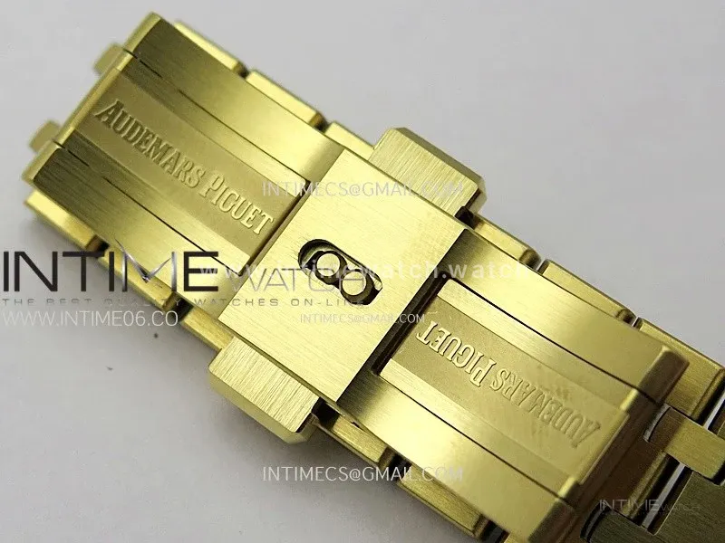 Royal Oak 37mm 15450 YG IPF 1:1 Best Edition Blue Dial on YG Bracelet SA3120 Super Clone