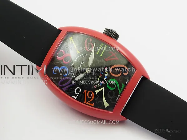 Crazy Hours Real Jumping Hour Red PVD ABF Black Dial Color Marker On Black Rubber Strap A23J