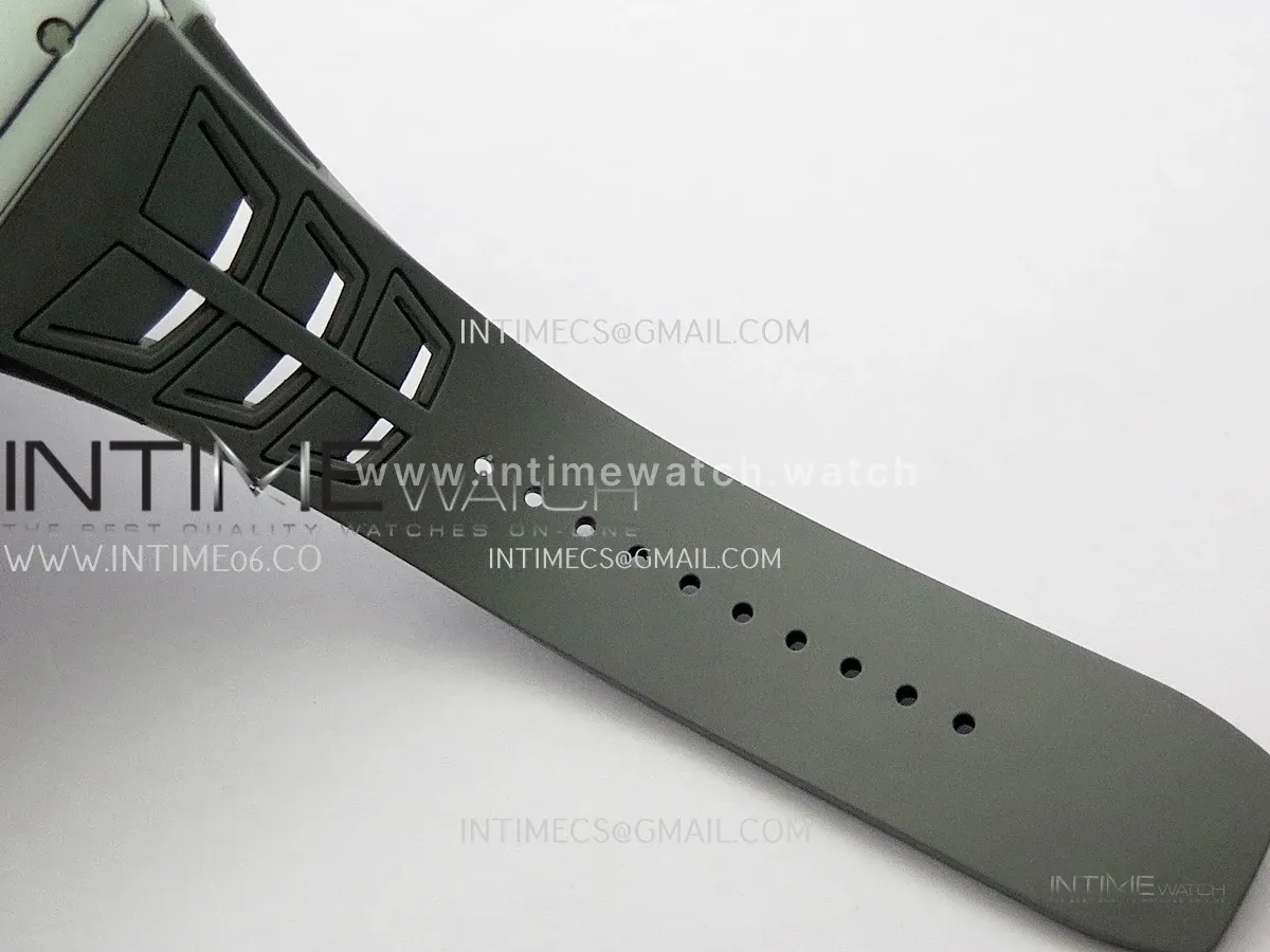 RM035-01 White Carbon GTF Best Edition Skeleton Dial On Gray Rubber Strap Super Clone RMUL2 (Free Sprung)