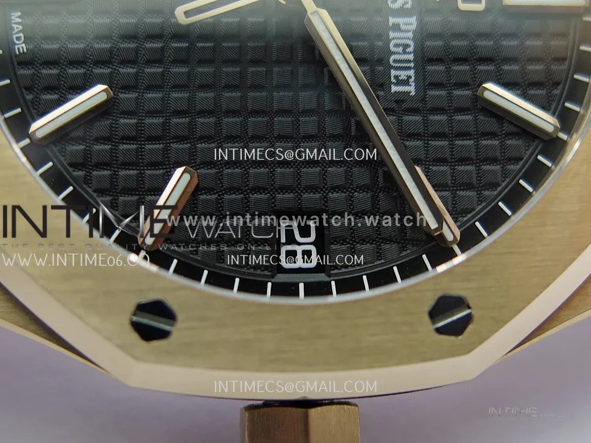 Royal Oak 41mm 15500 RG JF 1:1 Best Edition Black Dial On RG Bracelet Super Clone DD4302 (Free Sprung Look)