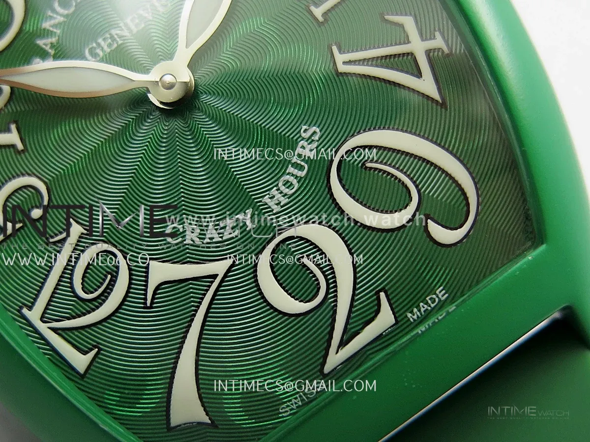 Crazy Hours Real Jumping Hour Green PVD ABF Green Dial On Green Rubber Strap A23J
