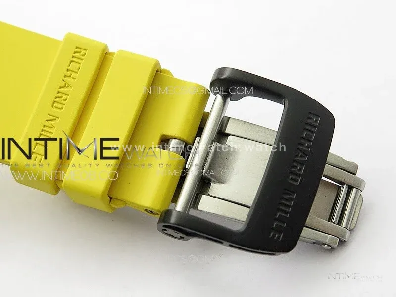 RM035-01 Forged Carbon Case KUF Best Edition Yellow Crown on Yellow Rubber Strap MIYOTA8215