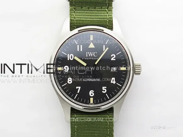 Pilot Mark SS M+ 1:1 Best Edition Black Dial on Green Nylon Strap A2892