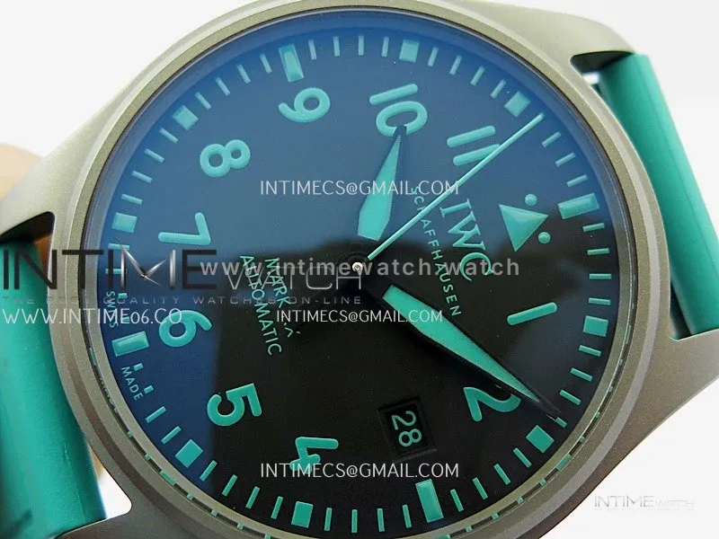 Mark XX IW328210 Mercedes-AMG Petronas F1 Team Ti M+F 1:1 Best Edition Black Dial on Green Rubber Strap MIYOTA 9015