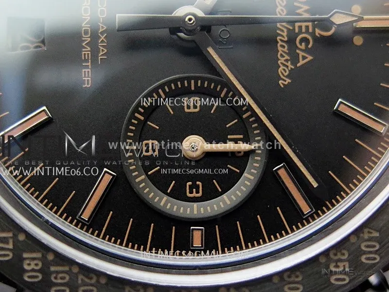 Speedmaster “Dark Side of The Moon” Real Ceramic N1F 1:1 Best Edition Vintage Black on Brown Leather Strap A9300