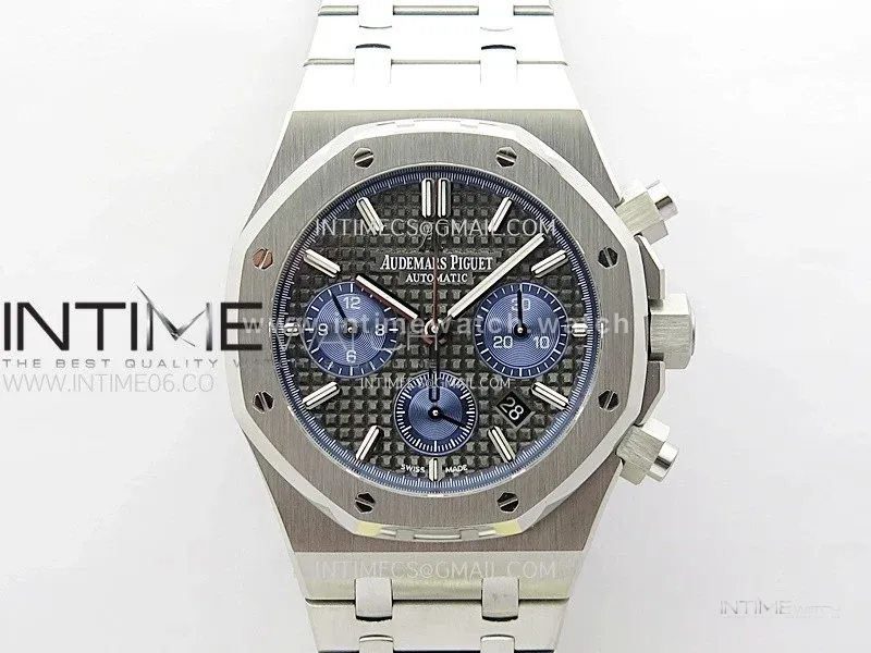 Royal Oak Chrono 26331ST SS IPF 1:1 Best Edition Black Dial Blue subdial on SS Bracelet A7750