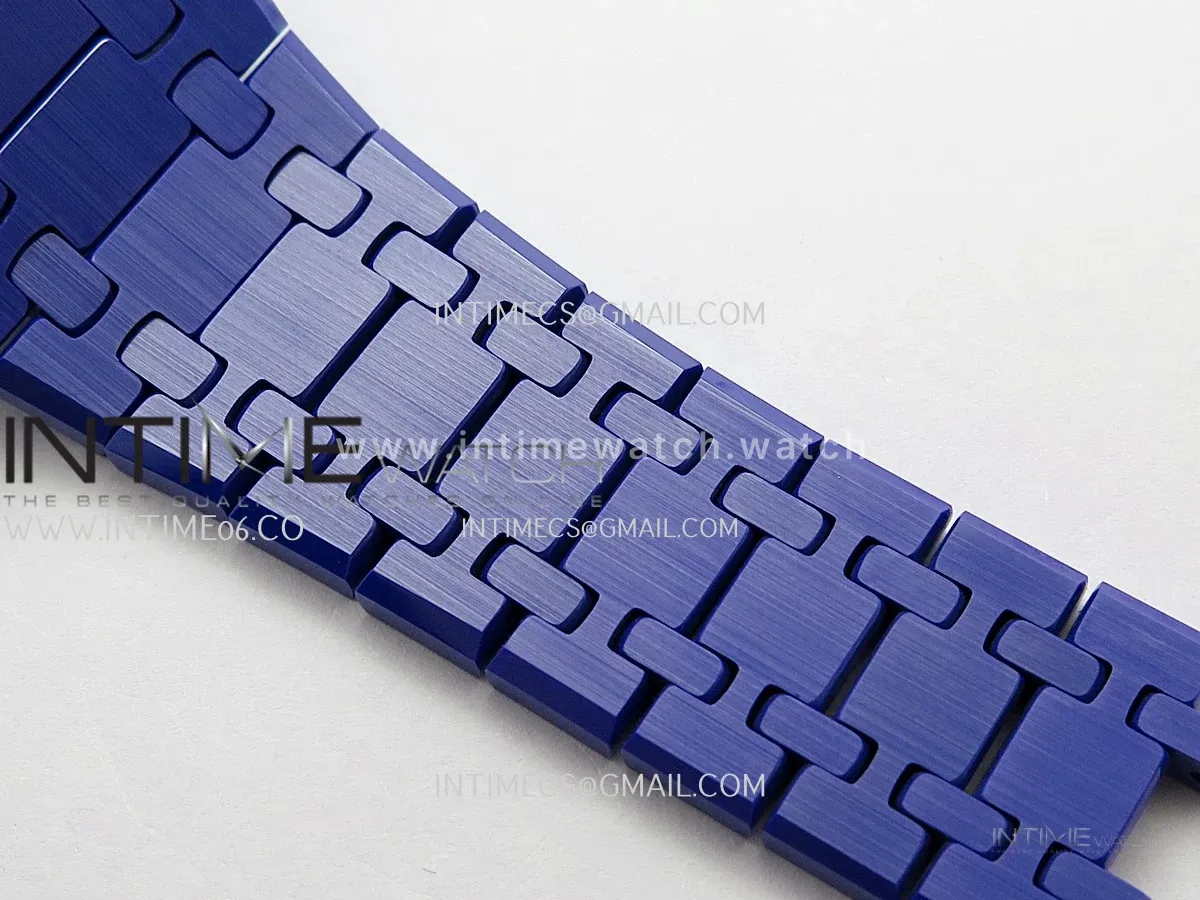 Royal Oak 41mm 15500 Blue Ceramic ZF Free Sprung 1:1 Blue Textured Dial On Blue Ceramic Bracelet Super Clone A4302
