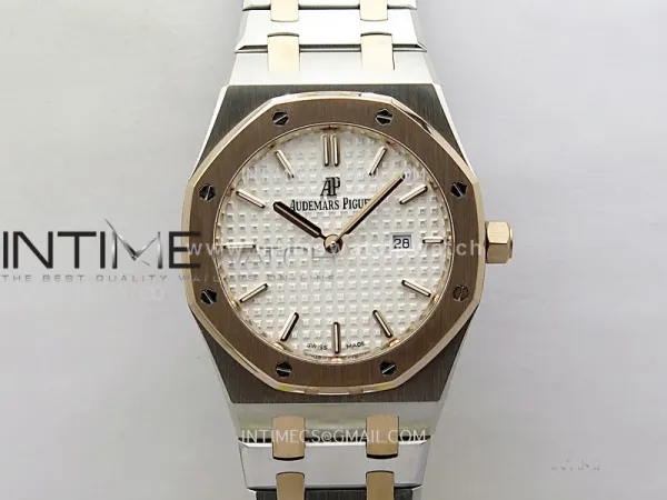Lady Royal Oak 33mm 67651 SS/RG ZF 1:1 Best Edition Silver Textured Dial on SS Bracelet RONDA Quartz