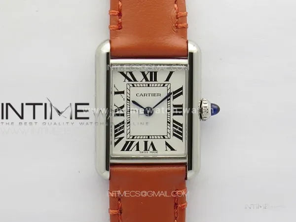 Tank Louis Ladies 22mm SS 8848F 1:1 Best Edition White Dial on Orange Leather Strap Ronda Quartz