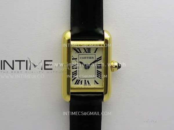 Tank Must Mini 16.5mm YG 8848F 1:1 Best Edition White Dial On Black Leather Strap Ronda Quartz