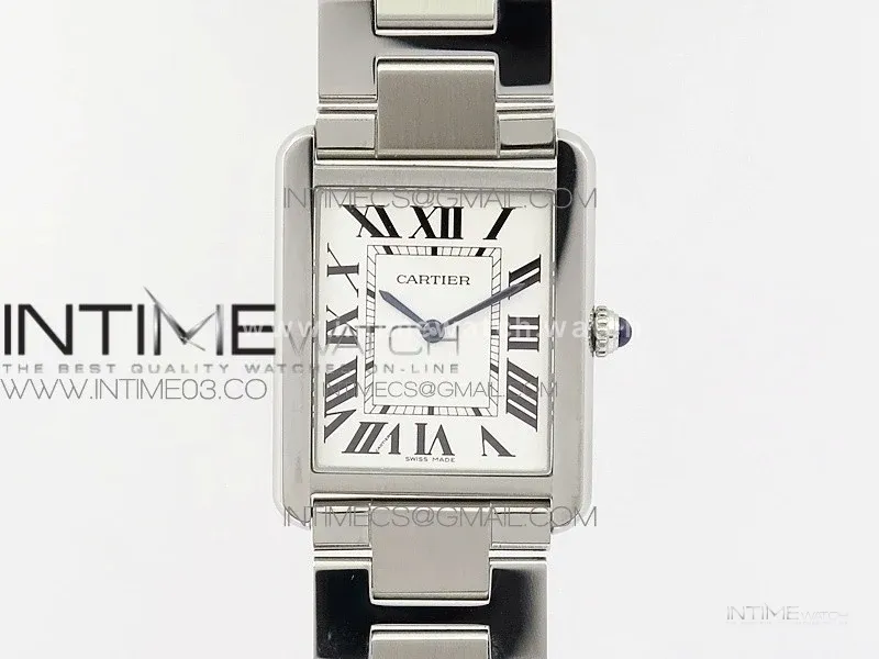 Tank Solo Ladies 28mm SS K11F 1:1 Best Edition White Dial on SS Bracelet Ronda Quartz