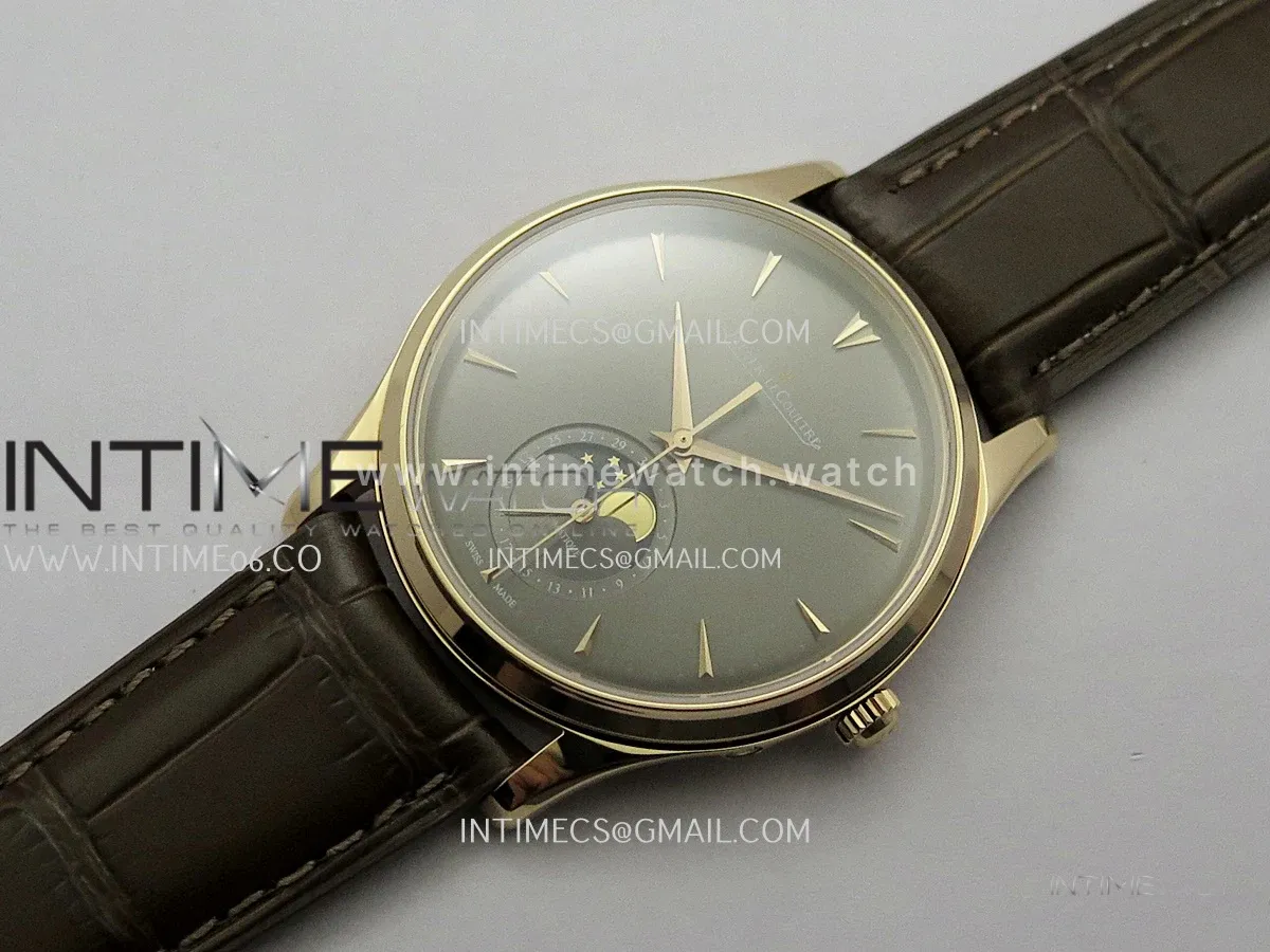 Master Ultra Thin Moon 1368420 RG GF 1:1 Best Edition Gray Dial on Brown Leather Strap Asian 925
