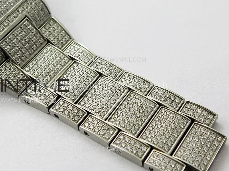 Vanguard V45 Full Diamonds ABF Best Edition Full Paved Diamonds Dial Green Markers On Full Paved Diamonds Bracelet A2824