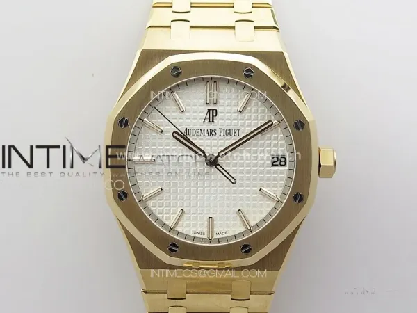 Royal Oak 41mm 15500 RG ZF 1:1 Best Edition White Textured Dial on RG Bracelet A4302