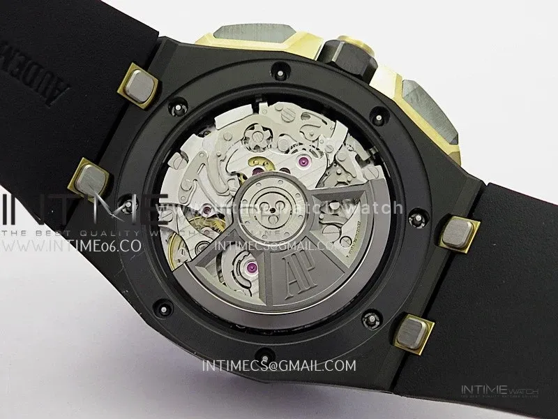 Royal Oak Offshore 43mm 26420 Ceramic/RG DDF 1:1 Black Dial On Black Rubber Strap Super Clone DD4401