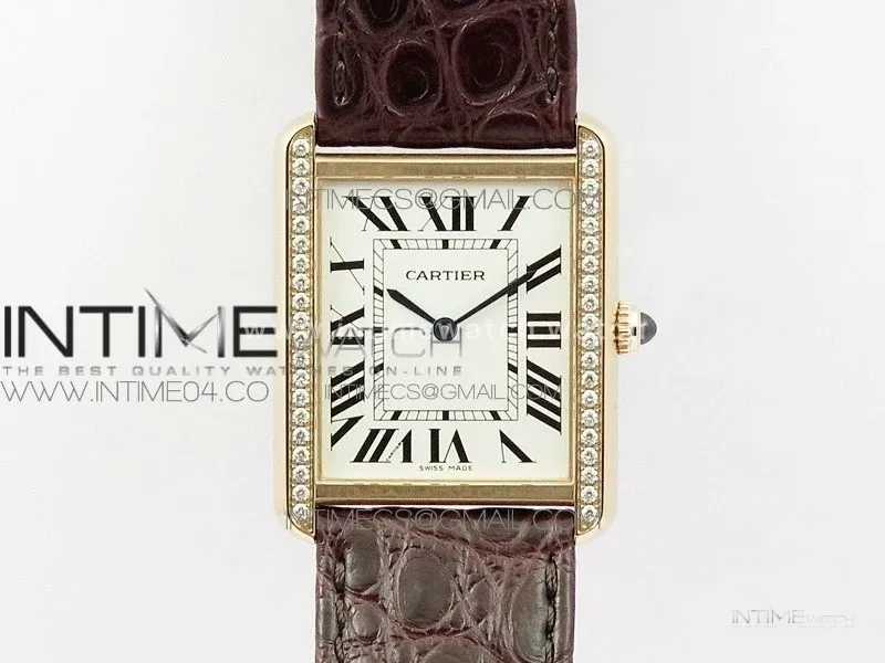 Tank Solo Ladies 28mm Dia Bezel RG AF 1:1 Best Edition White Dial on Brown Leather Strap Ronda Quartz