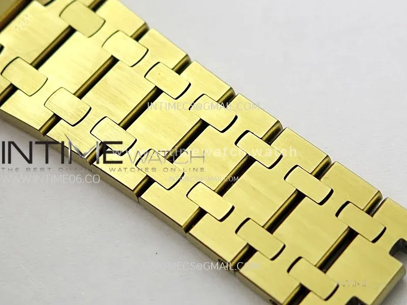 Lady Royal Oak 33mm 67651 Diamonds Bezel YG ZF 1:1 Best Edition Blue Textured Dial on YG Bracelet RONDA Quartz