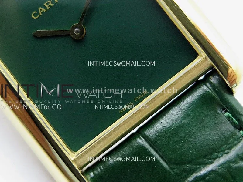 Tank Louis Ladies 25mm YG 8848F 1:1 Best Edition Green Dial On Green Leather Strap Ronda Quartz