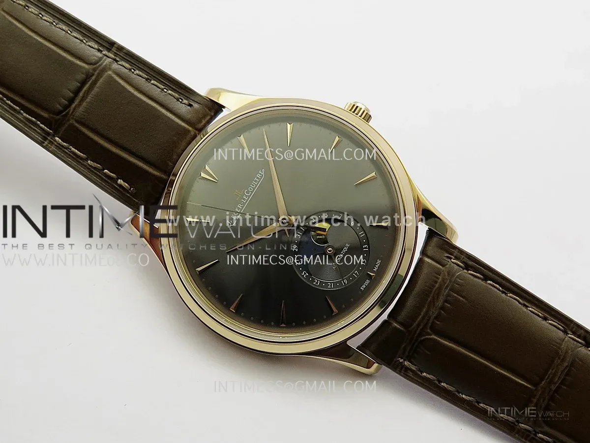Master Ultra Thin Moon 1368420 RG GF 1:1 Best Edition Gray Dial on Brown Leather Strap Asian 925