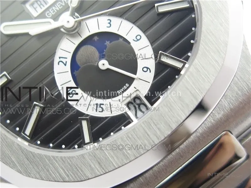 NAUTILUS 5726/1A-014 SS GRF 1:1 BEST EDITION GRAY DIAL WORKING ANNUAL CALENDARON SS BRACELET A.324
