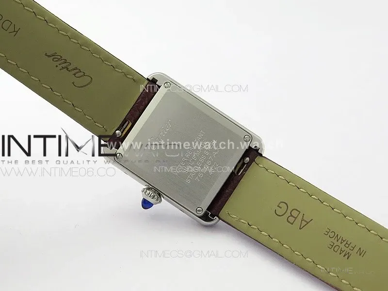Tank Louis Ladies 22mm SS/Crystal 8848F 1:1 Best Edition White Dial on Dark Red Leather Strap Ronda Quartz