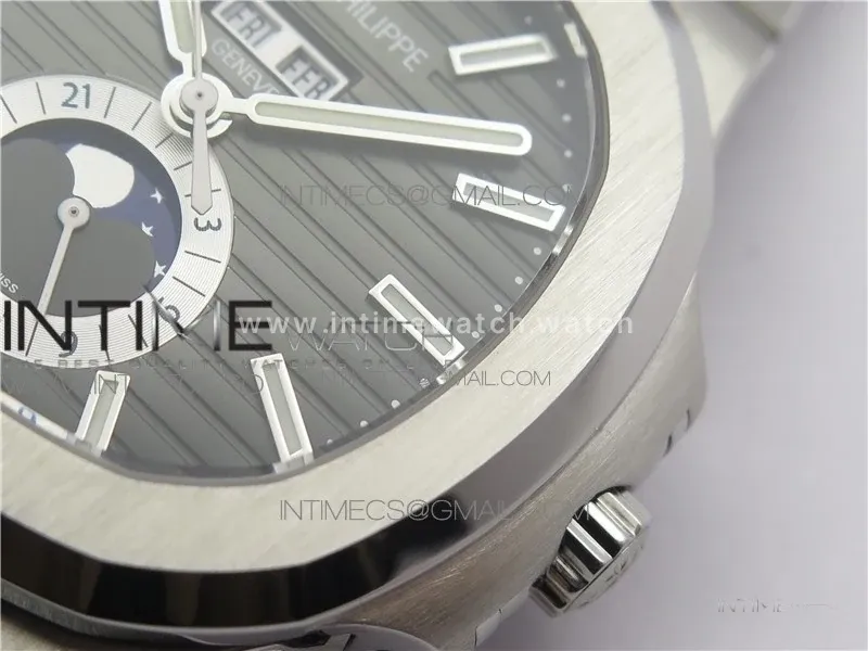 NAUTILUS 5726/1A-014 SS GRF 1:1 BEST EDITION GRAY DIAL WORKING ANNUAL CALENDARON SS BRACELET A.324