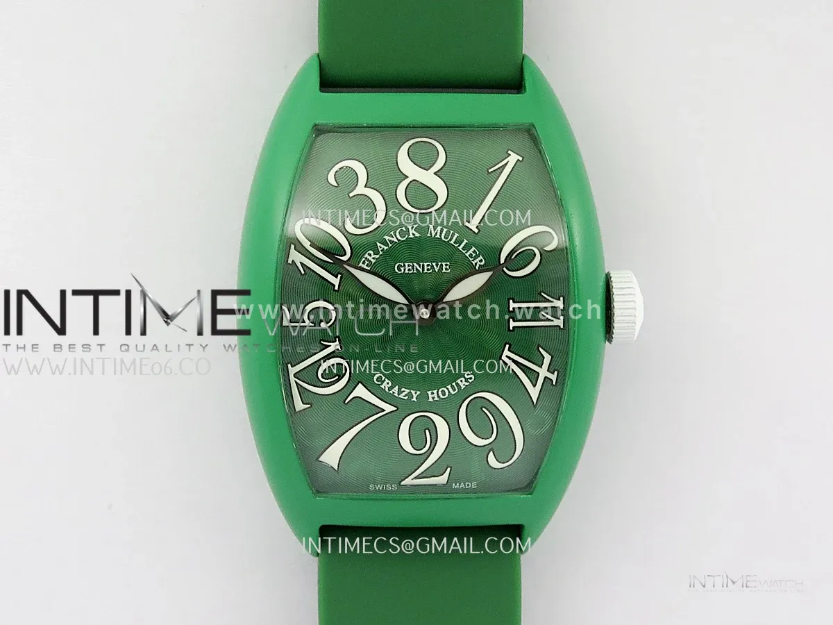 Crazy Hours Real Jumping Hour Green PVD ABF Green Dial On Green Rubber Strap A23J