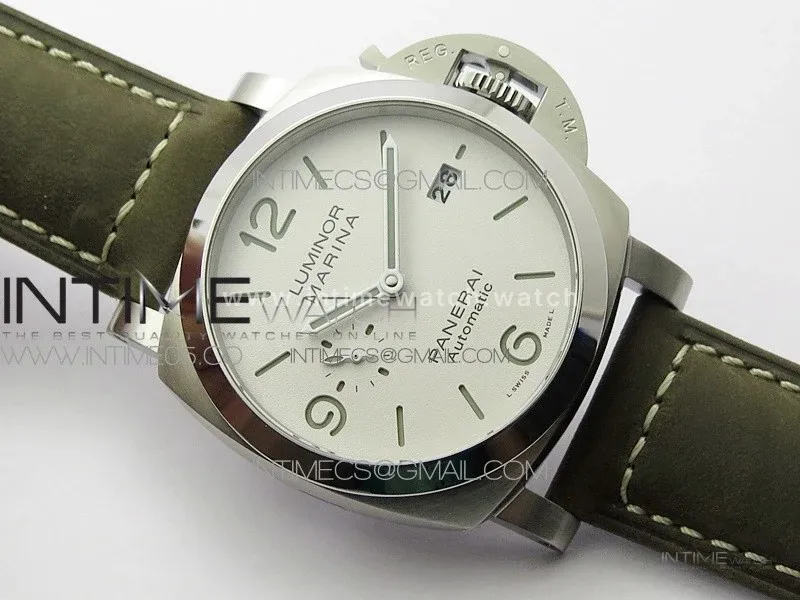 PAM1314 VSF 1:1 Best Edition White Dial on Olive Green Leather Strap P.9000 Super Clone