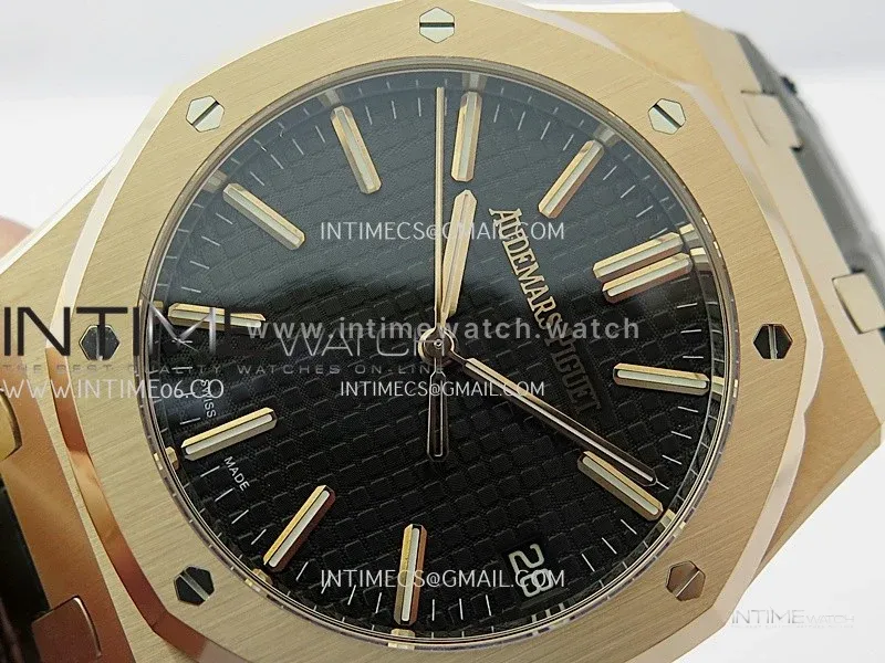 Royal Oak 41mm 15510 Gain Weight V2 DDF 1:1 Best Edition Black Dial On Black Leather Strap Super Clone DD4302