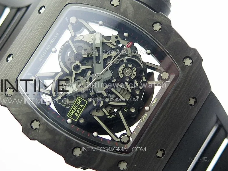 RM 035-02 Rafael Nadal NTPT Carbon on Black Rubber Strap