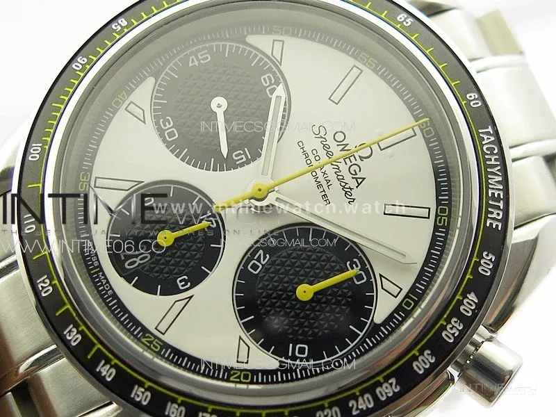 Speedmaster SS HRF 1:1 Best Edition White Dial Black Subdial on SS Bracelet A7750
