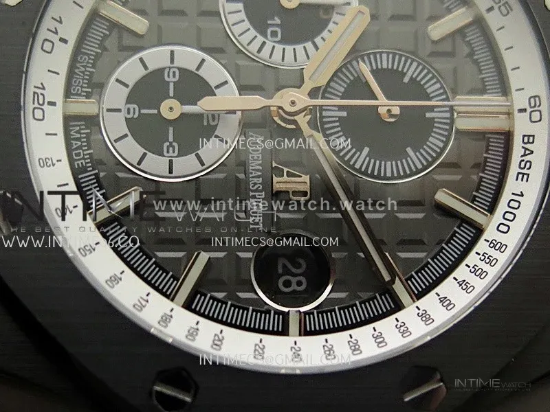 Royal Oak Offshore 44mm Black Ceramic JF 1:1 Best Edition Gray Dial On Black Rubber Strap A3126