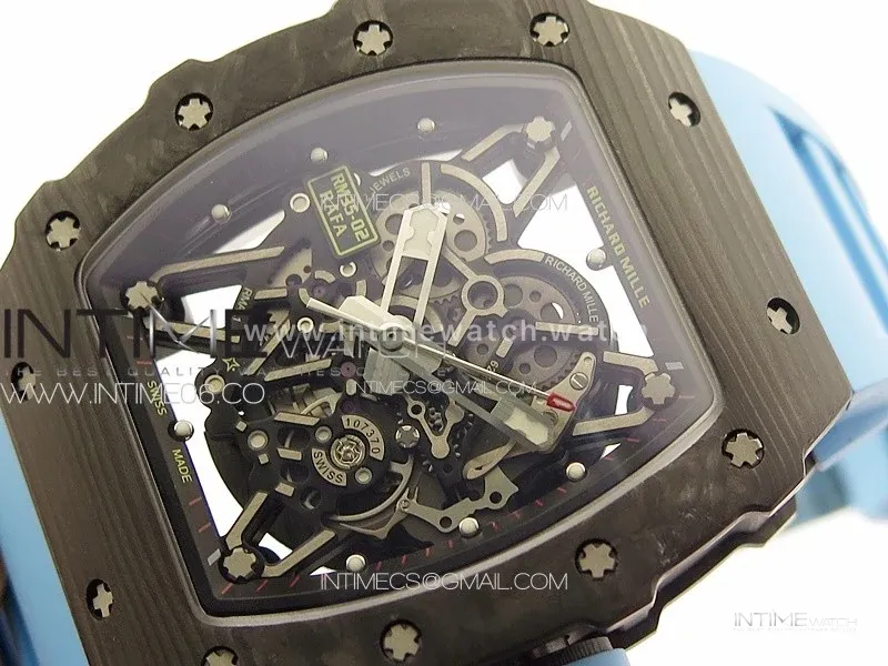 RM 035-02 Rafael Nadal NTPT Carbon on Blue Rubber Strap