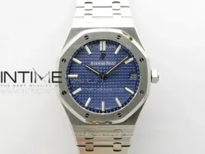 Royal Oak 41mm 15500 SS ZF 1:1 Best Edition Blue Textured Dial on SS Bracelet SA4302 Super Clone V3