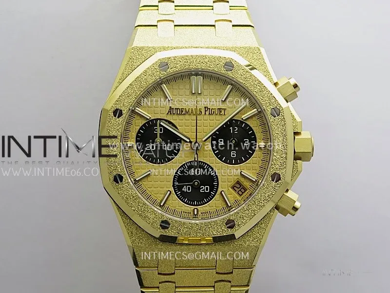 Royal Oak Chrono 26240 Frosted YG Gain Weight V2 DDF 1:1 YG Dial Black SubDial YG Bracelet Super Clone DD4401 (SW Dial)