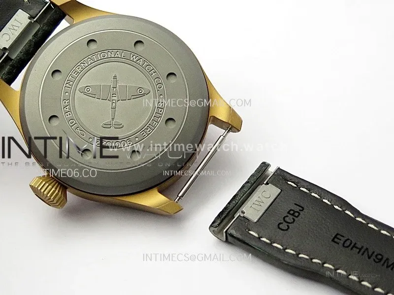 Big Pilot IW329702 Bronze M+F 1:1 Best Edition Green Dial On Brown Leather Strap SEIKO 8N-24