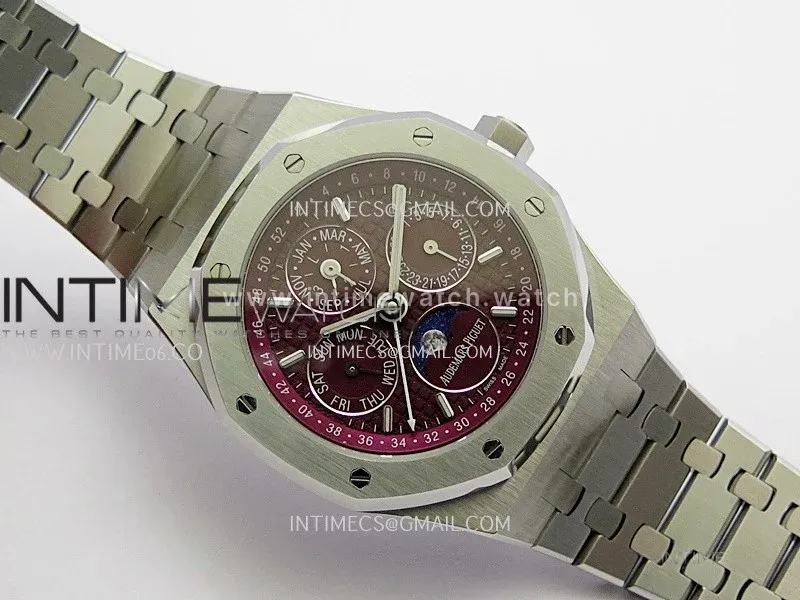 Royal Oak 41mm Complicated 26574 SS BBS Best Edition Burgundy Dial On SS Bracelet A5134