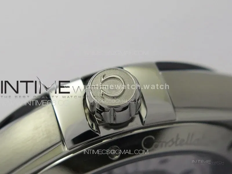 Constellation 41mm SS/Black Ceramic Bezel VSF 1:1 Best Edition Silver Dial on Black Gummy Strap A8900