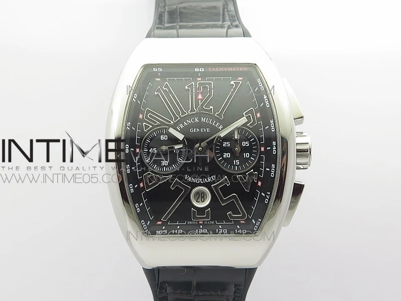 Vanguard V45 Chrono SS ABF Best Edition Black Dial Black Markers on Black Gummy Strap A7750