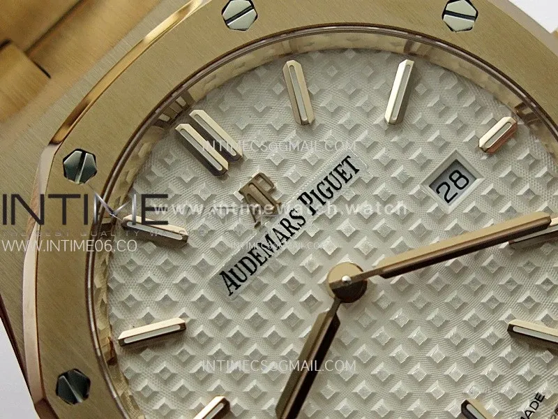 Lady Royal Oak 33mm 67651 RG ZF 1:1 Best Edition White Textured Dial on RG Bracelet RONDA Quartz