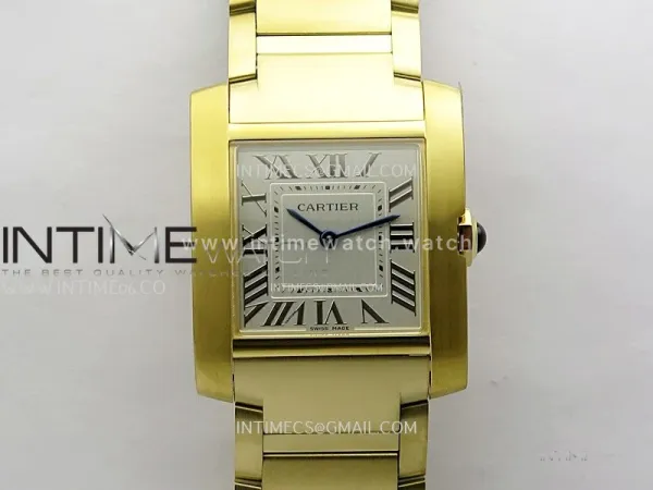 Tank Francaise Ladies 27mm YG 8848F 1:1 Best Edition Silver Dial on YG Bracelet Ronda Quartz