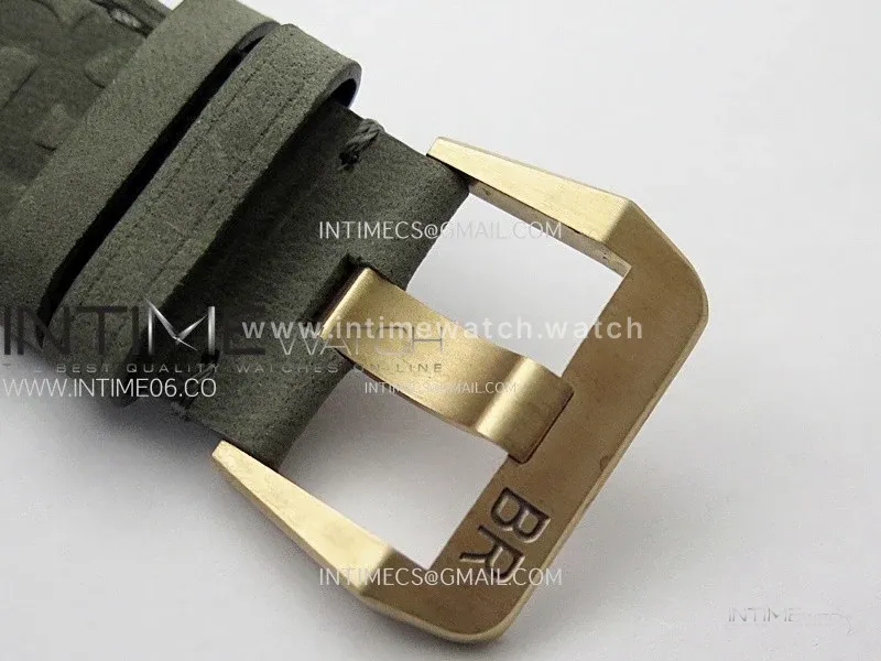 BR 03-92 Diver Ceramic Bezel Bronze B12 1:1 Best Edition Green Dial on Gray Leather Strap A2824 (Free Black Rubber Straps)
