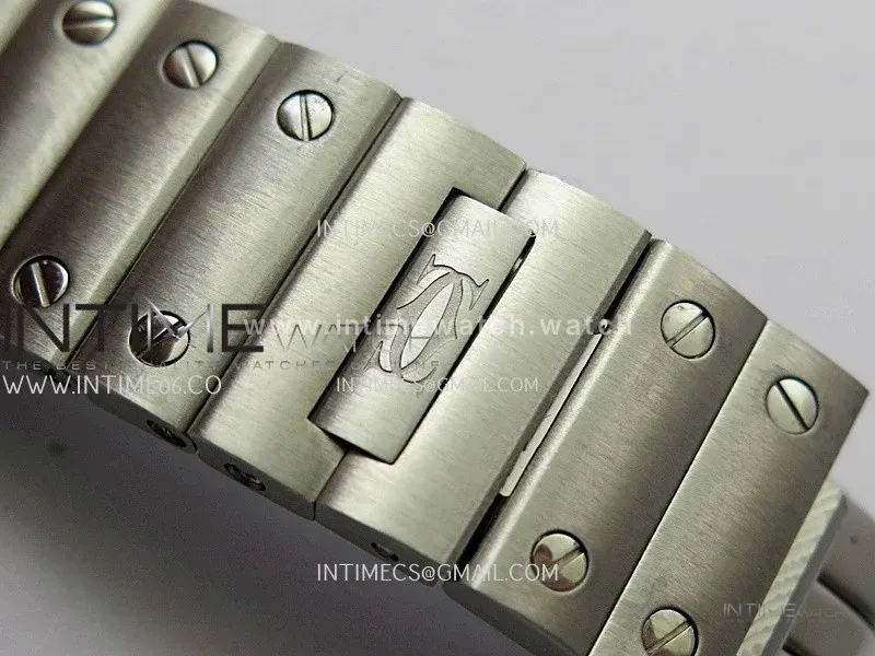 Santos de Cartier 27mm SS 8848F 1:1 Best Edition Gray Dial On SS SmartLinks Bracelet Ronda Quartz