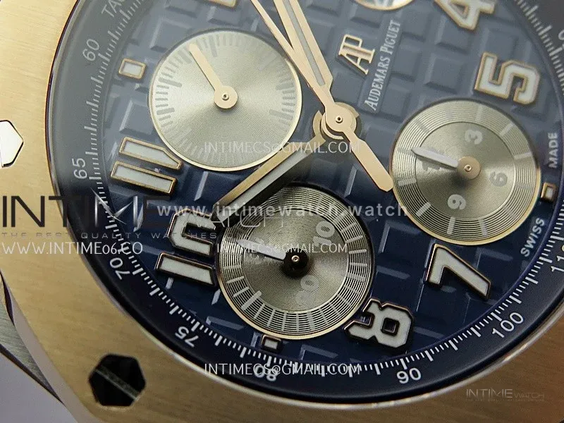 Royal Oak Offshore 42mm SS/RG TKF Best Edition Blue Dial On Black Leather Strap Asian 3126